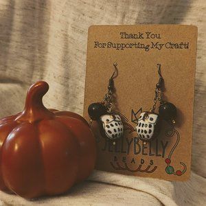 Enchanting Owl Tales Ceramic Earrings with Oaxacan Beads